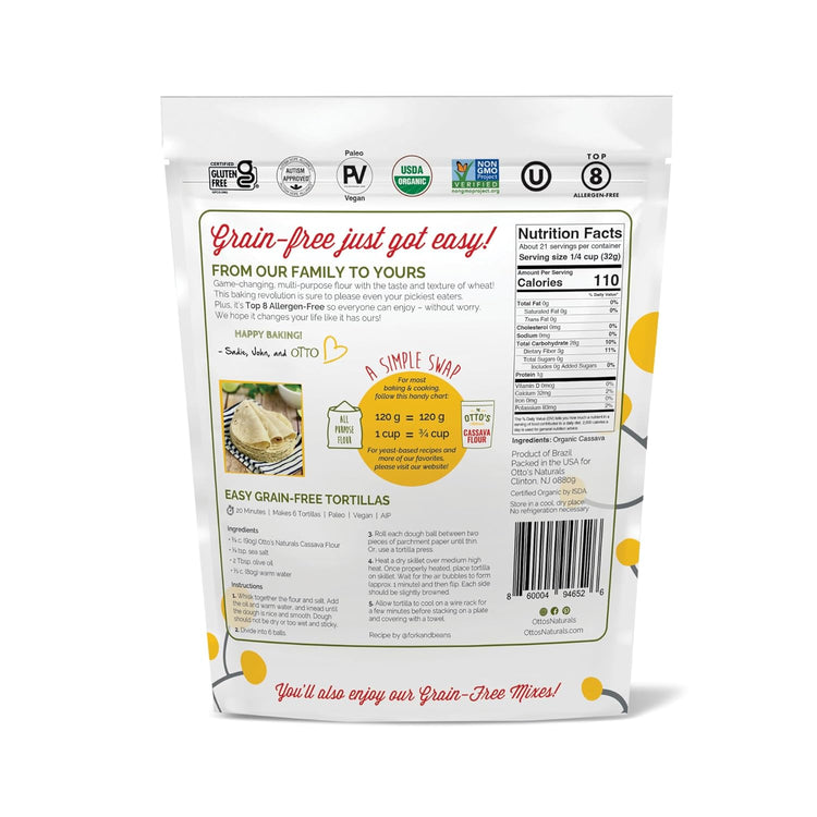 Otto's Naturals Multi-Purpose Cassava Flour, Non-GMO, Gluten-Free, Grain, Nut and Gum-Free, 1-to-1 Wheat Alternative, Paleo, AIP, 1 lb - Nestoria