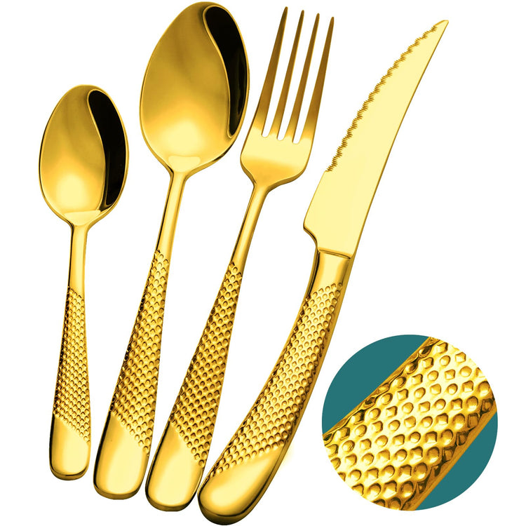 16 Piece Luxury Gold Hammered 18 (4 Count)