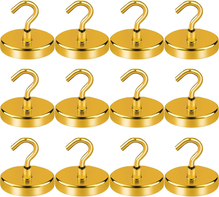 LOVIMAG Cruise Ship Essentials - 150Lbs Heavy Duty Yellow Magnetic Hooks for Cruise Cabins - Strong Hanging Hooks - 12 Pack