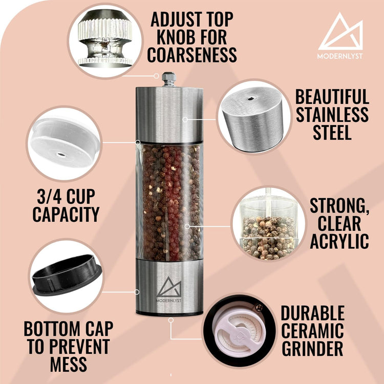 Salt and Pepper Grinder Set Manual 2 Pack (2 Count)