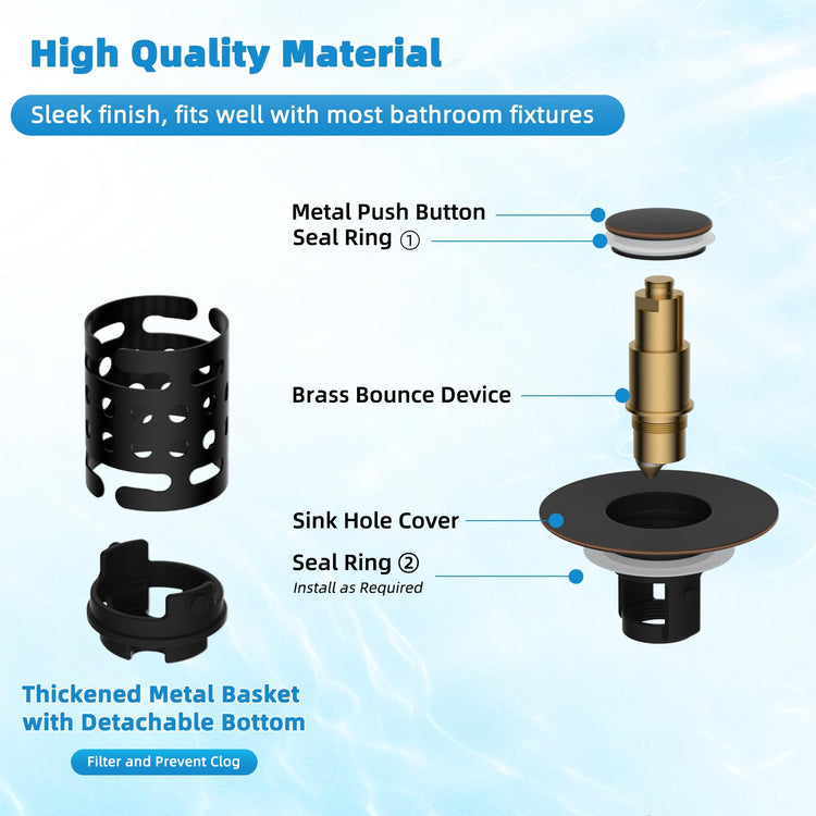 2PCS Universal Bathroom Sink Drain Strainer Hair Catcher (2 Count)