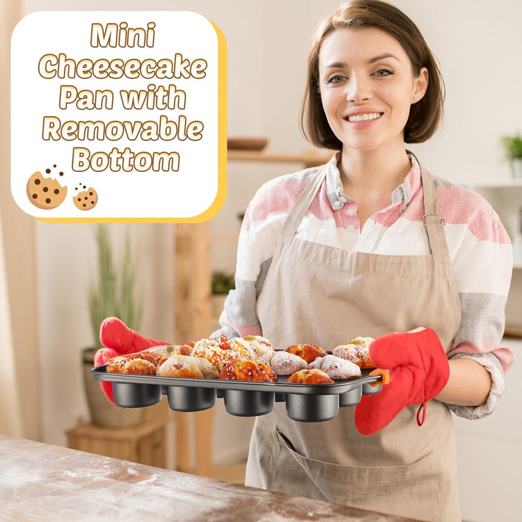 3 Pack Mini Cheesecake Pans Removable Bottom 12 Cavity (3 Count)
