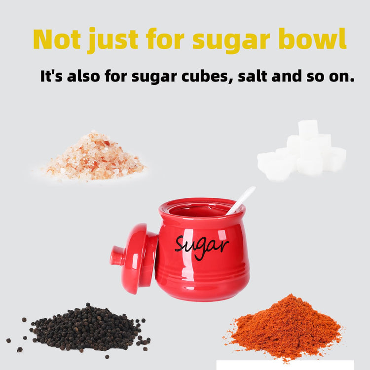 Ceramic Sugar Bowl with Lid and Spoon 12oz