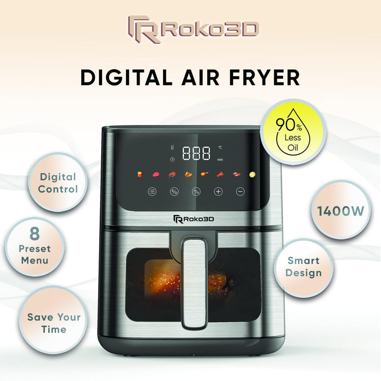 Air Fryer Stainless Steel ROKO 3D with Visible Window