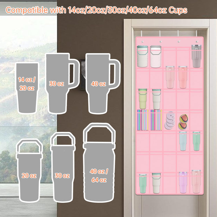 35 Pockets Door Hanging Cup Organizer Fit for Stanley Tumblers