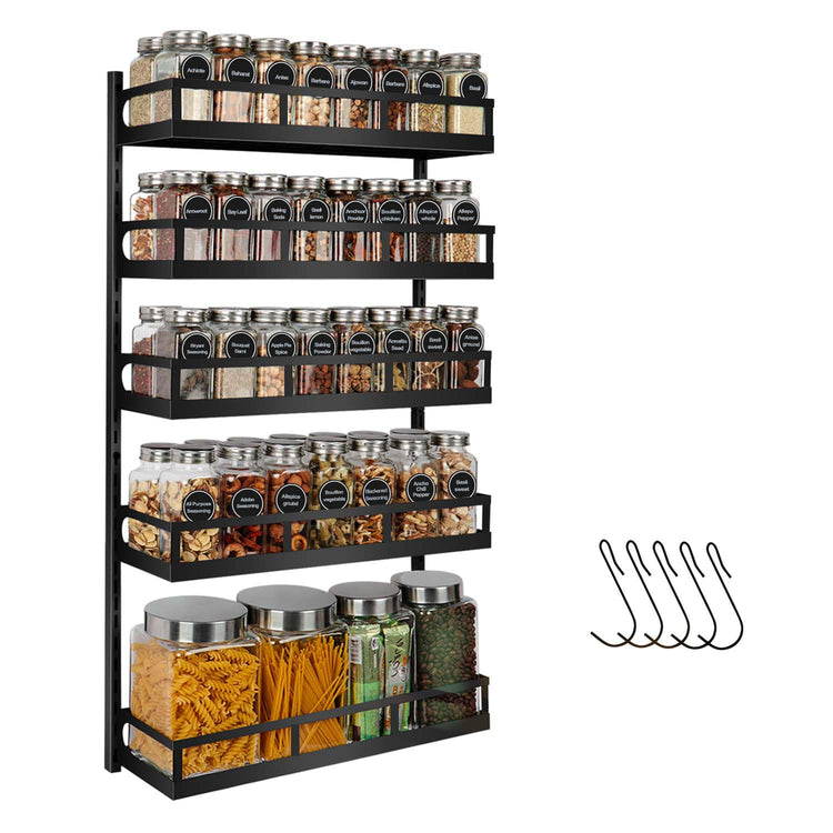 Wall Mount Spice Rack Organizer 5 Tier Height