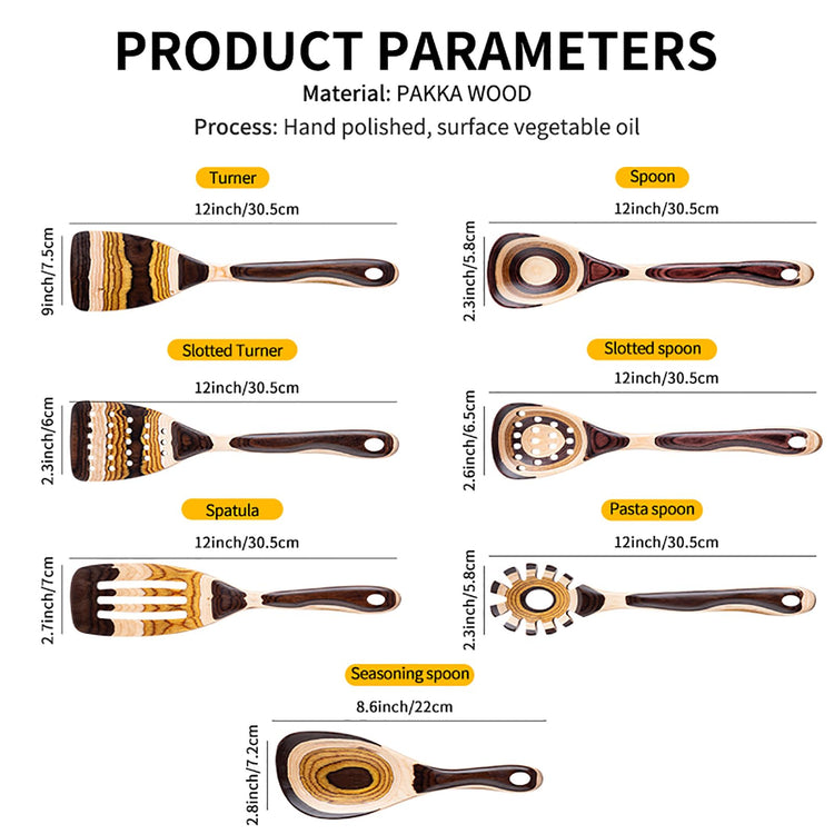 7 Piece Brown Pakkawood Utensils Set (7 Count)