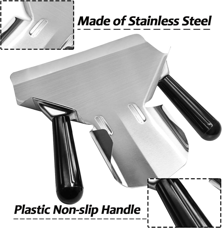 Stainless Steel French Fry Popcorn Scoop, Quick Fill Tool for Food Bags & Boxes, Multipurpose Utility Scooper for Bagger French Fries, Snacks, Desserts, Ice, Dry Goods(Dual Handle)