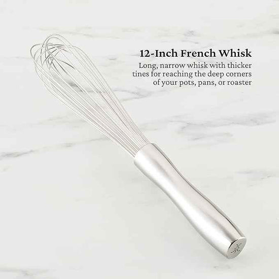 Hestan Provisions Chef's Tools, Deluxe Tool Set (6-Piece) with Porcelain Holder/Bain Marie & Stainless Steel: Solid Spoon, Ladle, Pasta Fork, Turner/Spatula, French Whisk