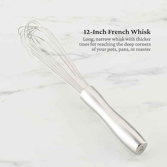 Hestan Provisions Chef's Tools, Deluxe Tool Set (6-Piece) with Porcelain Holder/Bain Marie & Stainless Steel: Solid Spoon, Ladle, Pasta Fork, Turner/Spatula, French Whisk