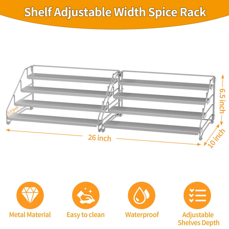 4 Tier Spice Rack for Cabinet (2 Count)