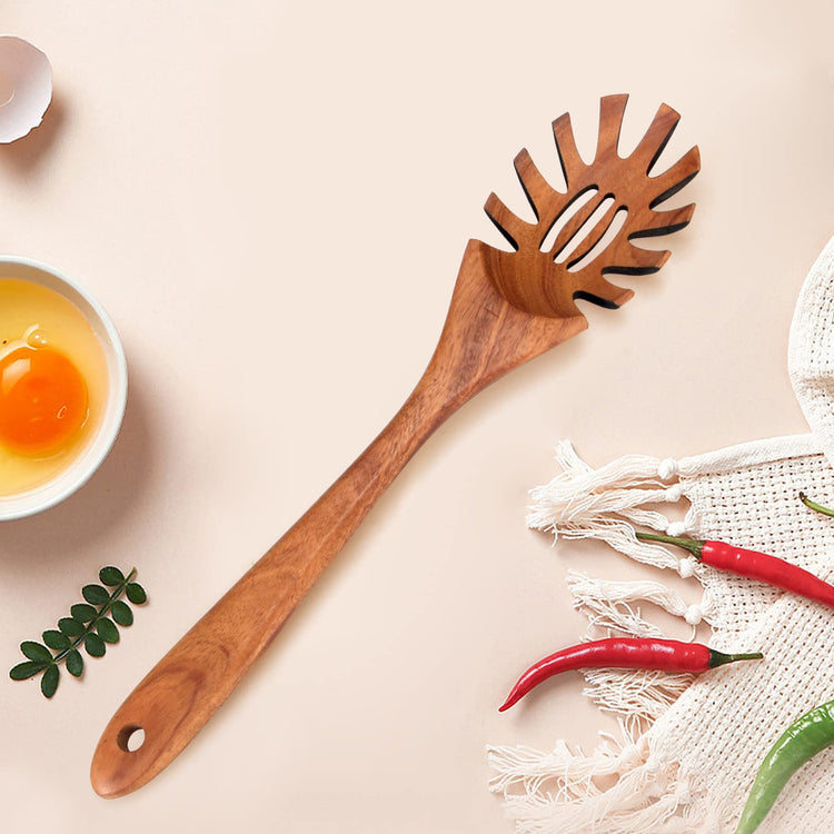 Wooden Spaghetti Spoon Server Pasta Fork Tongs Pasta Spoon Ladle with Teeth