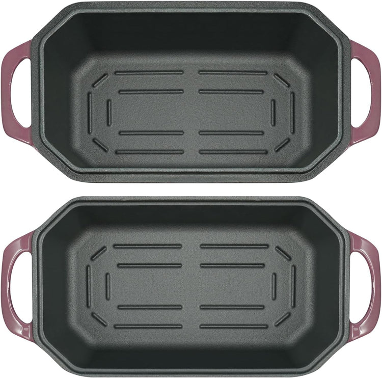 Bread Pan Cast Iron Loaf Pan with Lid Bread Loaf Pan 9x5 Inch Loaf Pan Enameled Cast Iron Sourdough Loaf Pan, Magenta