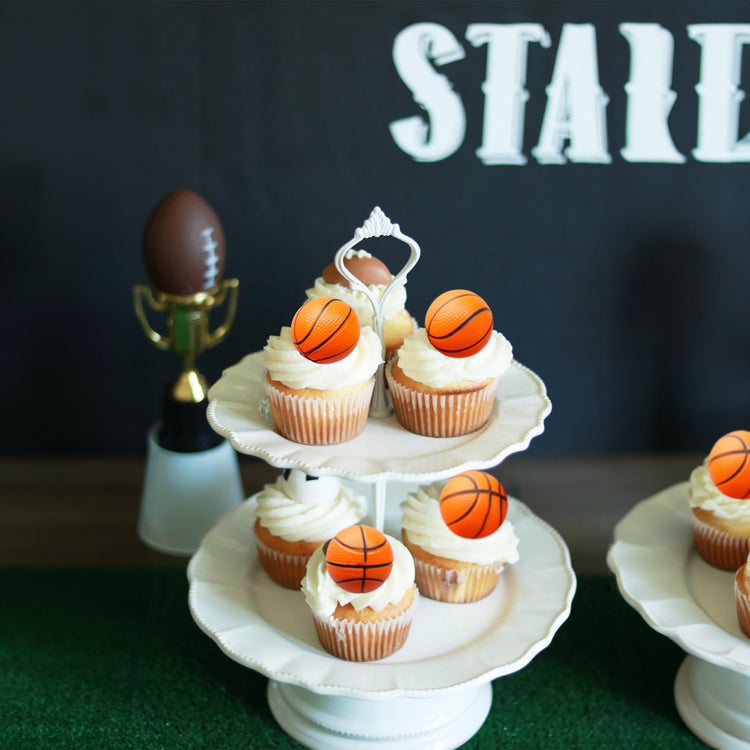10 Pack 3D Basketball Cupcake Toppers Basketball Cake Toppers Decorations for Sports Theme Baby Shower Birthday Party Cake Decorations Supplies (10 Count)