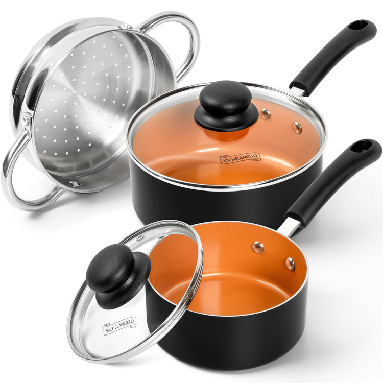 Nonstick Ceramic Saucepan Set with Lid