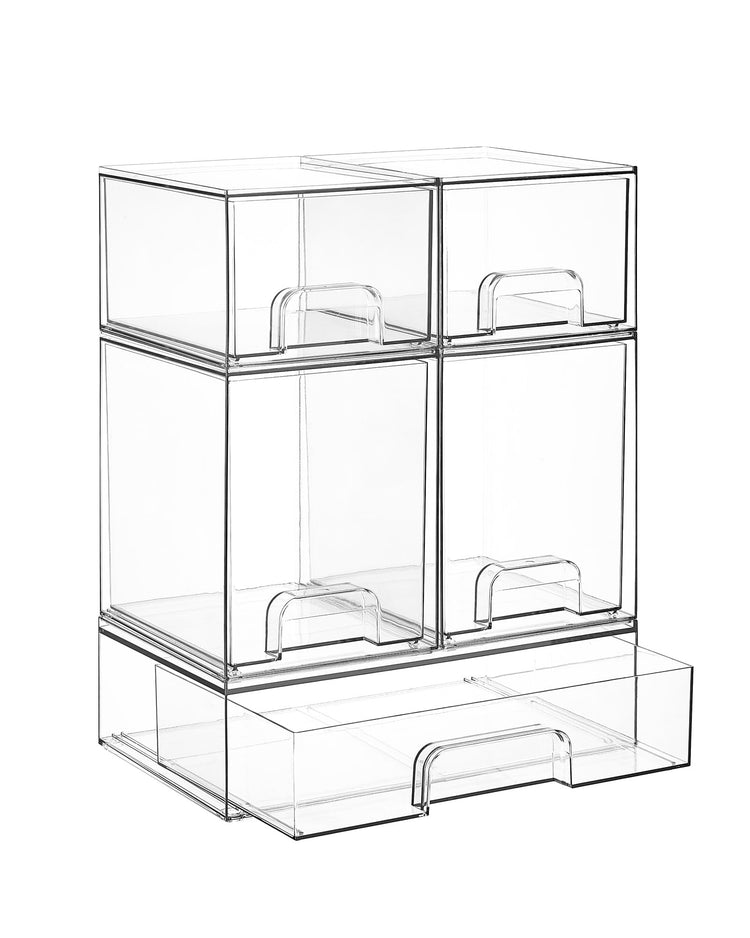 Clear Stackable Storage Drawers Set of 5 (5 Count)