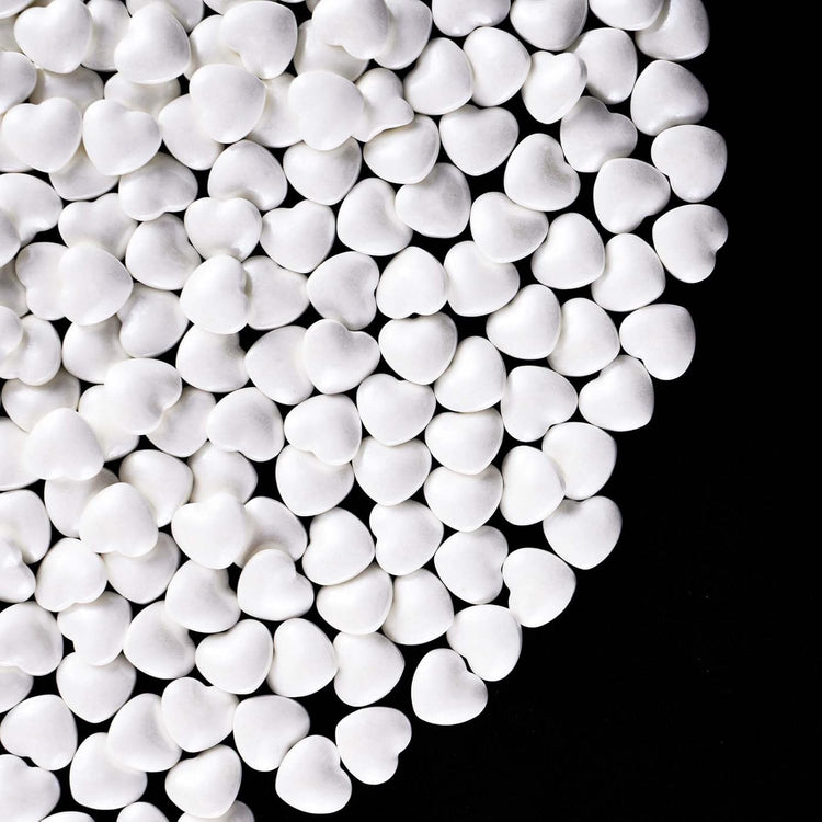 Kasvan White Heart Shapes Sprinkles - Edible Candy Pearls 130g/4.58 Oz, Mix Size, Baking Cake Decorations, Ice Cream Toppings and Cookie Decorating, Wedding Party Chirstmas Supplies (White)
