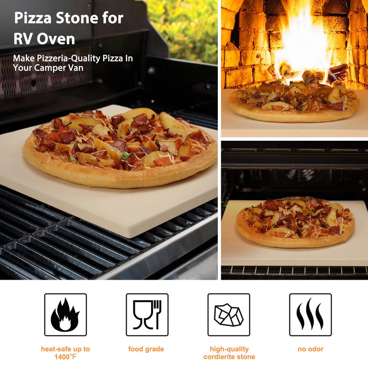 Small 10x10 Inch Cordierite Pizza Stone for RV Camper Oven & Grill