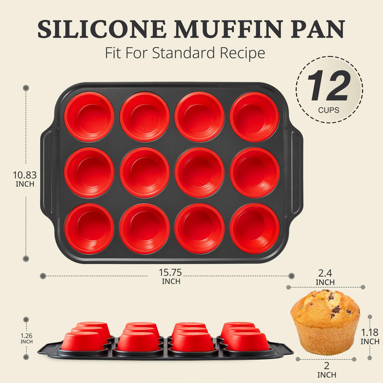 Silicone Muffin Pans for Baking with Metal Frame