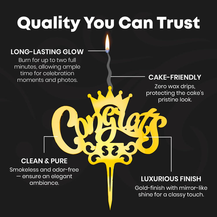 Congrats Reusable Gold Cake Candle