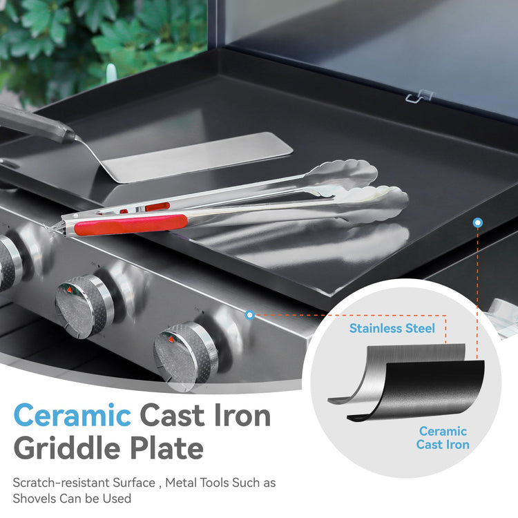 3 Burner Propane Gas Griddle Flat Top Grill for Outdoor Cooking BBQ