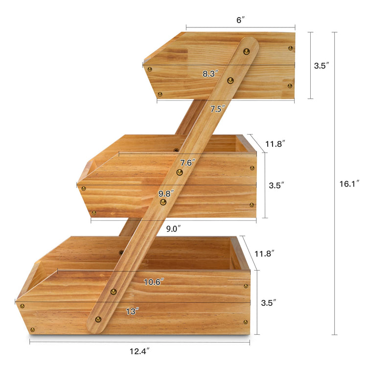 Wooden 3 Tier Fruit Basket