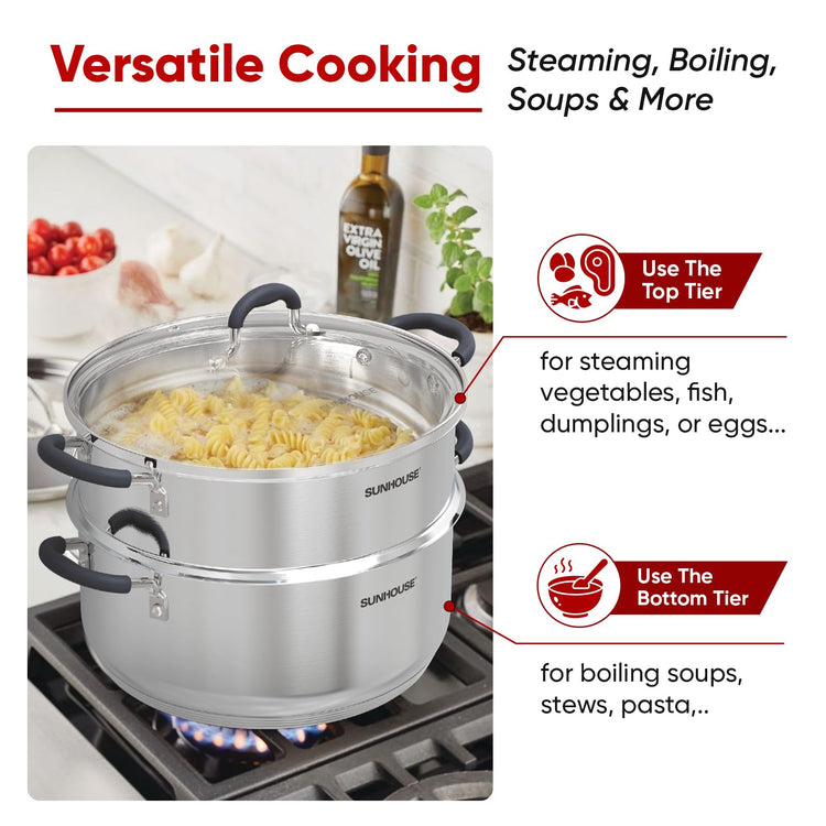 2 Tier Stainless Steel Steamer Pots