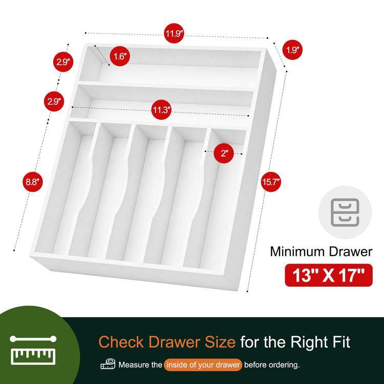 Kitchen Bamboo Silverware Organizer