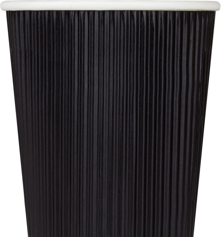 Karat 16oz Ripple Insulated Coffee Hot Cups [500 Count] Black Double Poly Lined Paper Hot Cup - Ideal for Hot Beverages, 90mm (C-KRC516B)