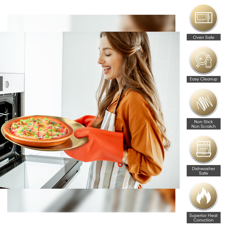 8 Pieces Gold Pizza Pans 12 Inch Bakeware (8 Count)
