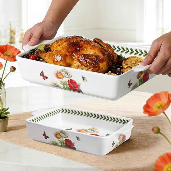 ACMLIFE Ceramic Casserole Dish Set, Ceramic Baking Dish for Oven, Casserole Dish Bakeware Set, Casserole Dishes for Oven, Lasagna Pan, Large Baking Dishes with Handles, Microwave, Dishwasher Safe, Gift Packaging Floral 2 Pcs Set(13"x8"+10.3"x6.3") (Bea...