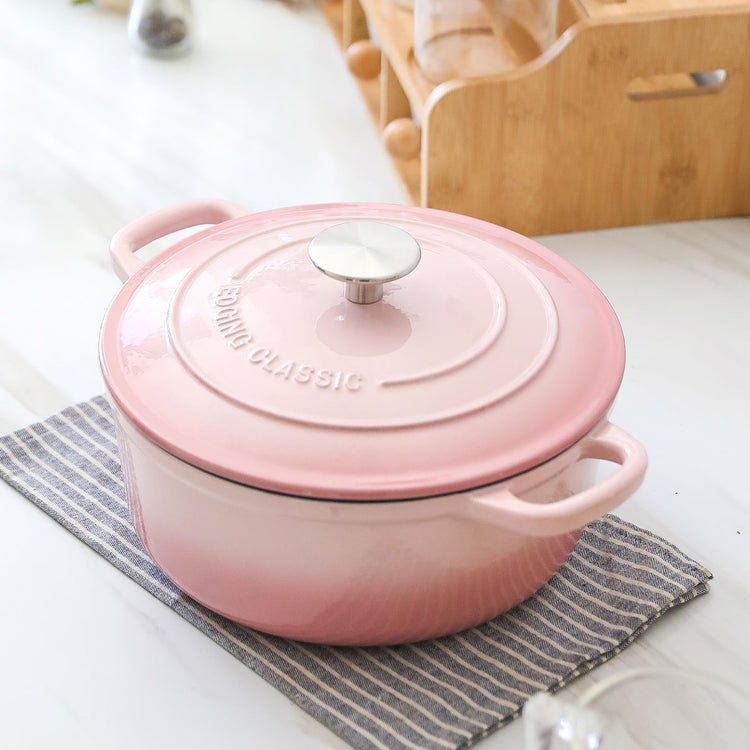 Enameled Cast Iron Covered 5.5 Quart Dutch Oven with Dual Handle