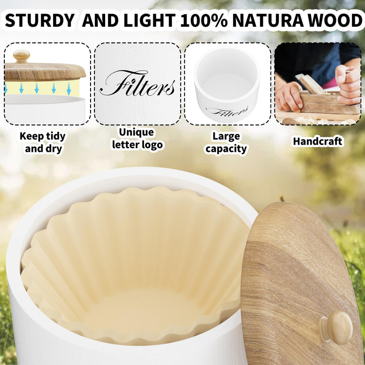Wooden Coffee Filter Holder with Lid