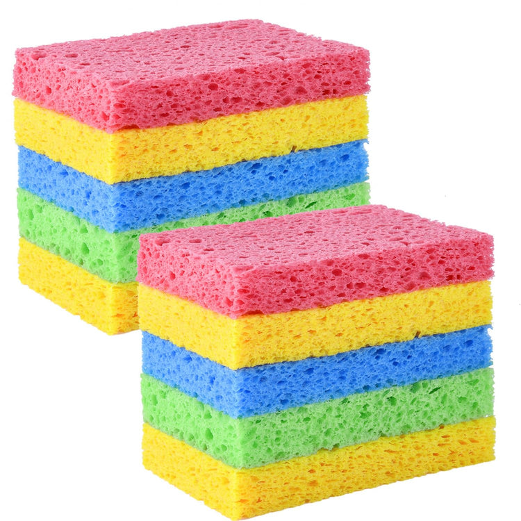 Sponge Kitchen Natural Cellulose Sponges 10 Pack Compressed Sponges for Cleaning Reusable Dish Sponge Kitchen Non (10 Count)