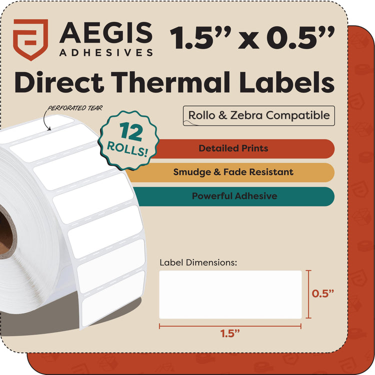 1.5" X 0.5" Direct Thermal Labels