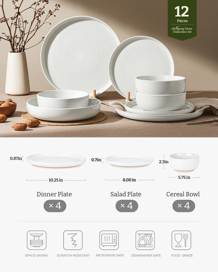 Milkyway 12 Piece Stoneware Dinnerware Set
