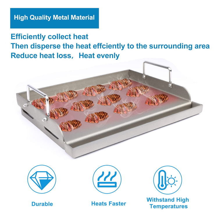 Cast Iron Griddle for Gas Grill Flat Top Griddle Insert for Outdoor Gas Grill