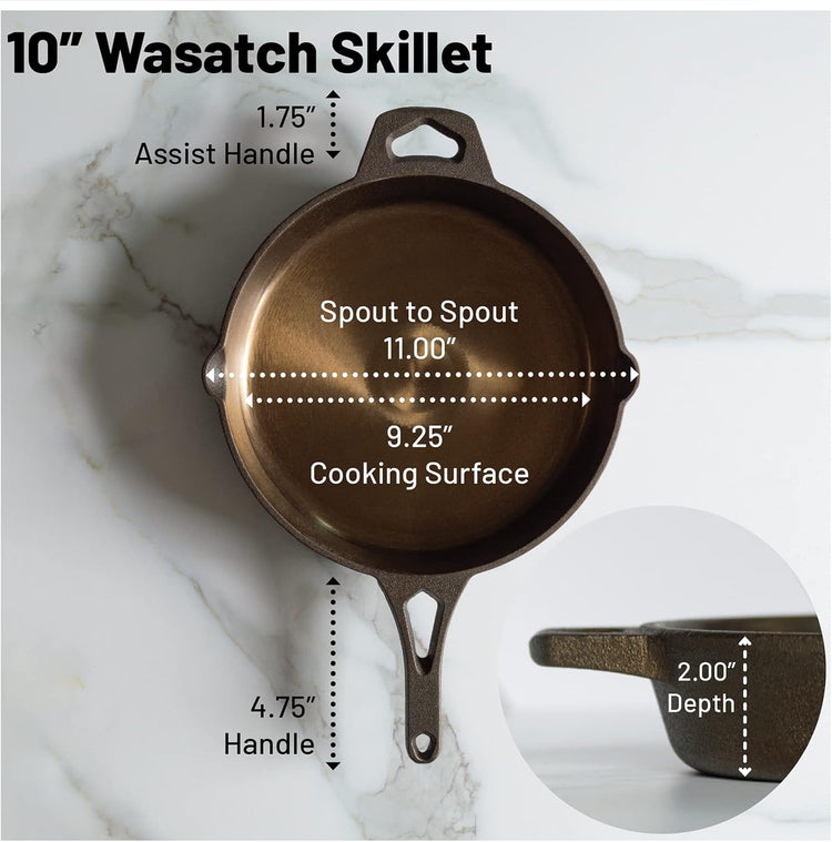 Backcountry Iron 10-1/4 Inch Smooth Wasatch Pre-Seasoned Round Cast Iron Skillet - Nestoria