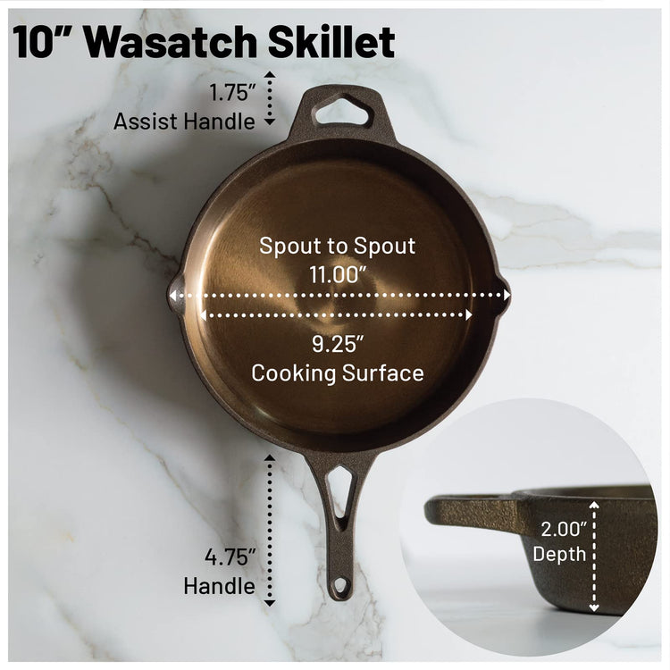 10-1/4 Inch Smooth Wasatch Pre-Seasoned Round Cast Iron Skillet