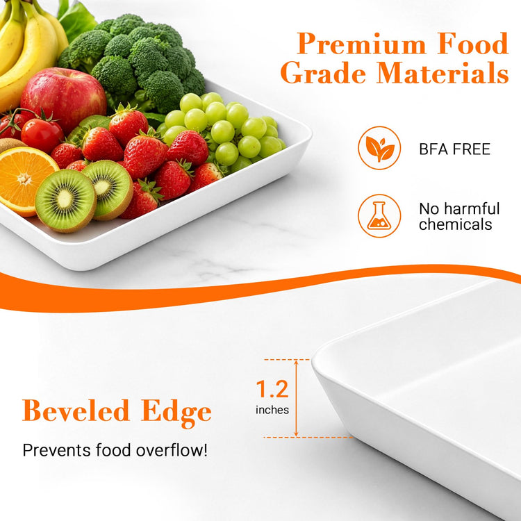 4 Pack Reusable Plastic Serving Trays for Snacks (4 Count)