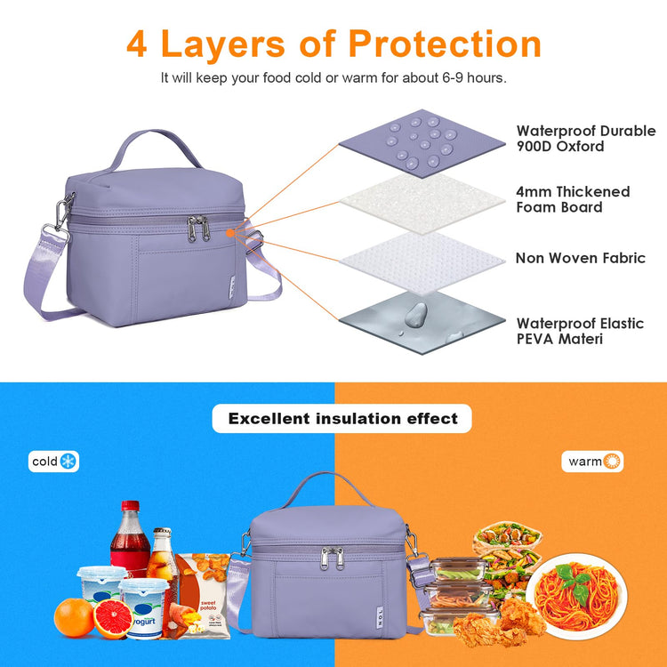 NOL Insulated Lunch Bags for Women Cooler Bag Lightweight Nylon Waterproof Lunch Box for Work