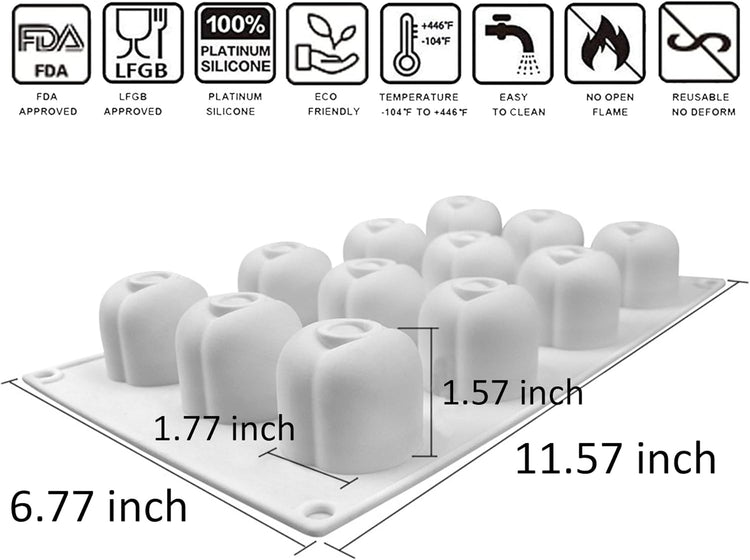 OCPO KITCHEN Cherry Silicone Molds for Baking Mousse Cake, 3D Silicone Baking Mold for Candy Pastry Chocolate Truffle Cupcake Jelly Cookie Pudding Cake Decoration Mold, Cherry Shape (12-Cavity)