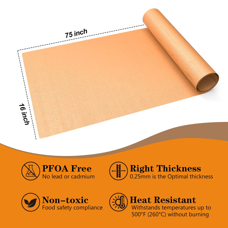 75 Inch Roll Reusable Copper Oven Liners for Bottom of Oven