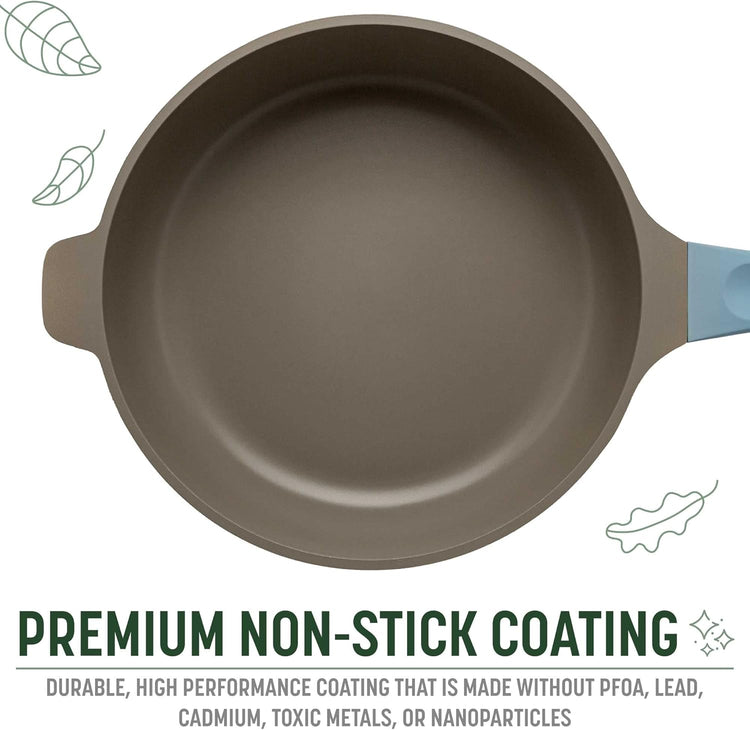 Goodful All-in-One Pan, Multilayer Nonstick, High-Performance Cast Construction, Multipurpose Design Replaces Multiple Pots and Pans, Dishwasher Safe Cookware, 11-Inch, 4.4-Quart Capacity, Blue Mist