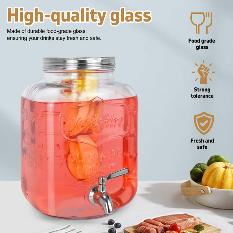 Gallon Glass Drink Dispensers For Parties 2PACK.1.5Gallon Beverage Dispenser (2 Count)