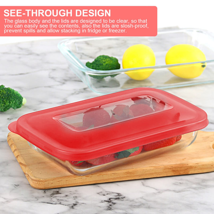 8 Pieces Glass Baking Dish with Lids (4 Count)