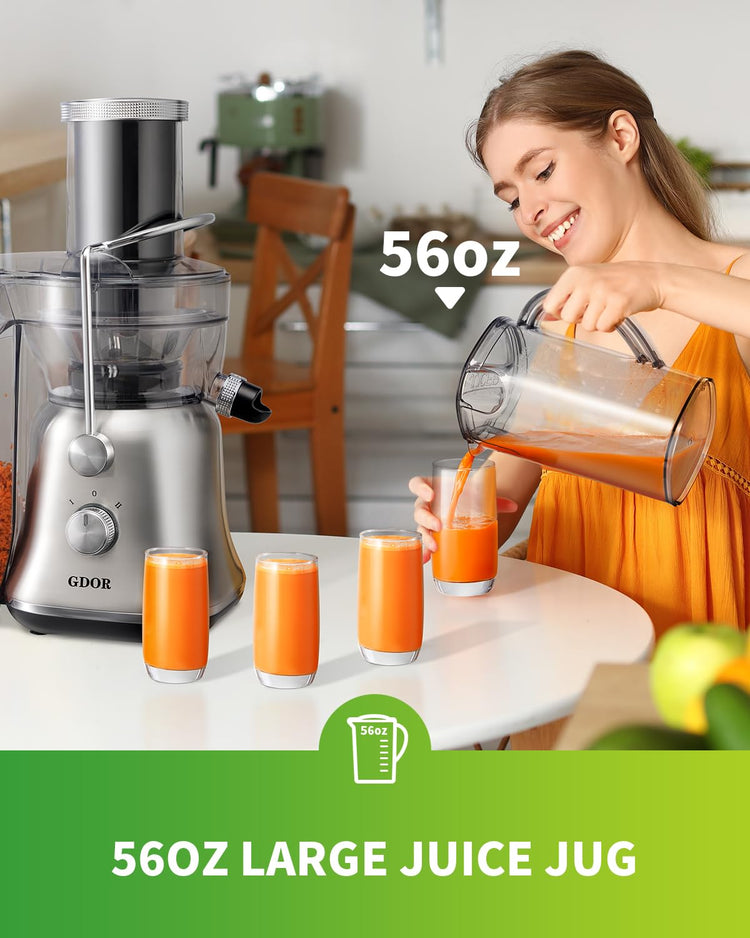 1300W Powerful Juicer Machines with Larger 3.4" Feed Chute 56oz Jug