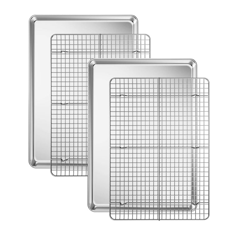 Baking Sheet with Cooling Rack Set [2 Sheets + 2 Racks]