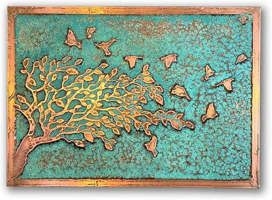 nooc art Handmade Copper Wall Art for Home, Living Room, Bedroom, Kitchen and Office Decor, Rustic Decorative Mural Art for Farmhouse Decor (Tree of Peace, 9.8 x 13.8, Unframed)