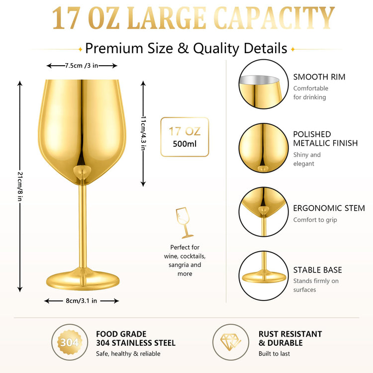 Unbreakable Stainless Steel Wine Glasses Set of 2 (2 Count)